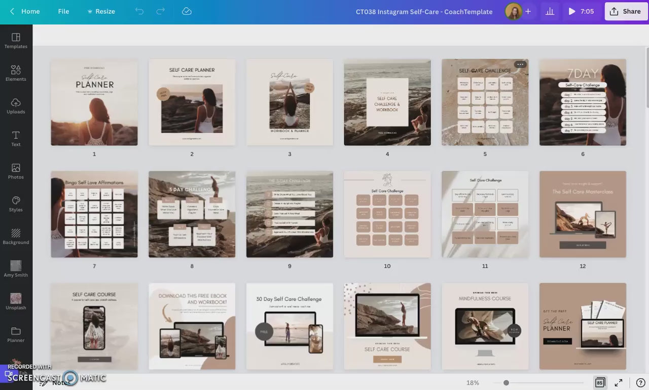 Editable Self Care Instagram and Social Media Posts Canva Template - C ...