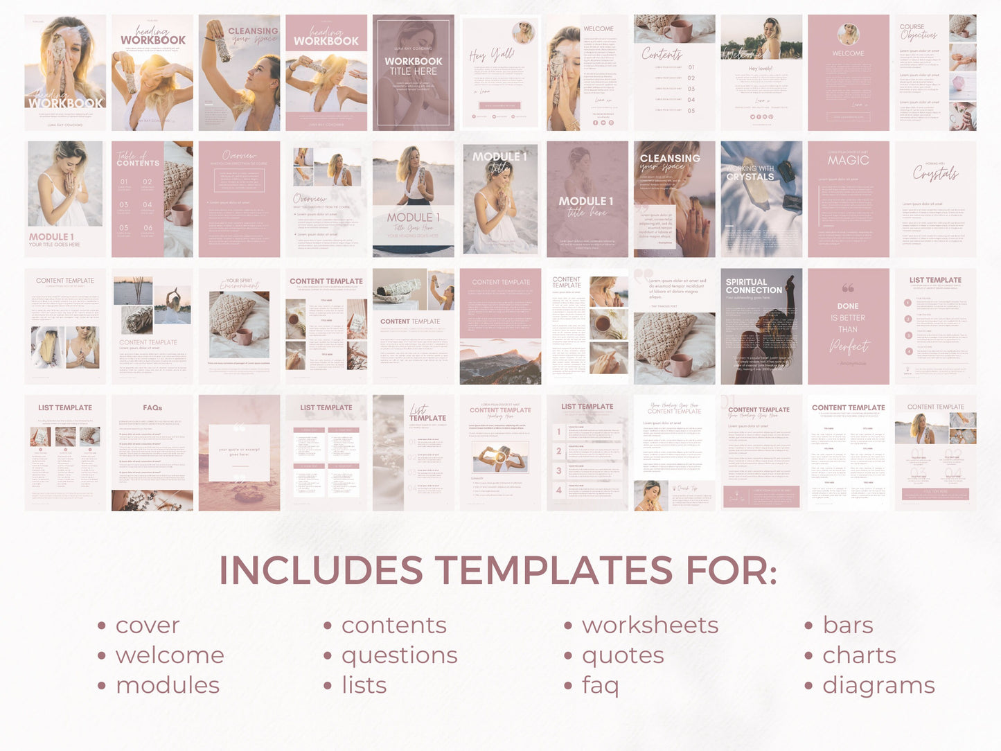 Pink eBook Template Canva for Content Creator Life Coach Wellness Coaching Business | Spiritual ebook PDF Workbook template lead magnet - CoachTemplate.com 08MREW