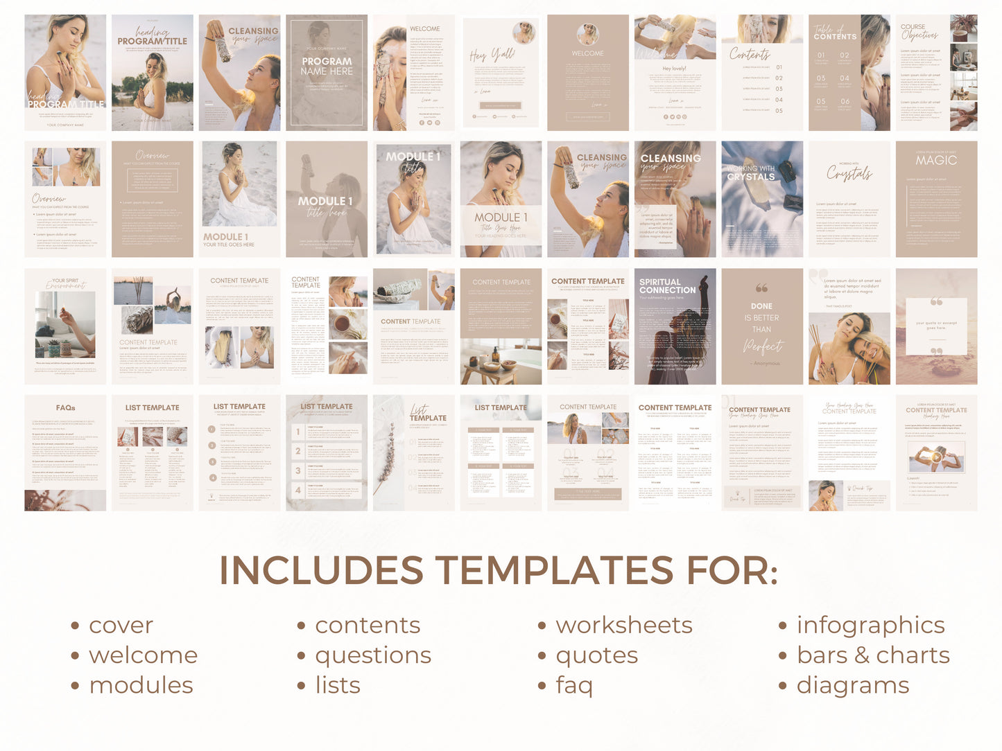 Beige Ebook Template Canva Workbook for Lead Magnet | Spiritual life coach content creator | worksheet planner journal Canva template