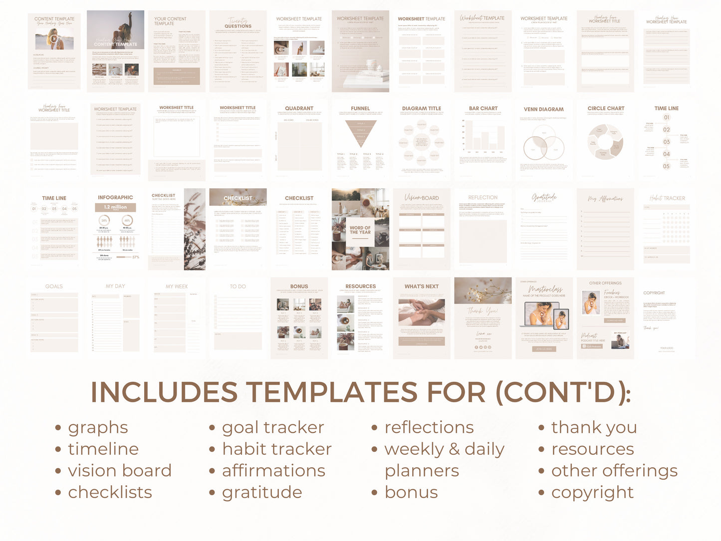 Beige Ebook Template Canva Workbook for Lead Magnet | Spiritual life coach content creator | worksheet planner journal Canva template