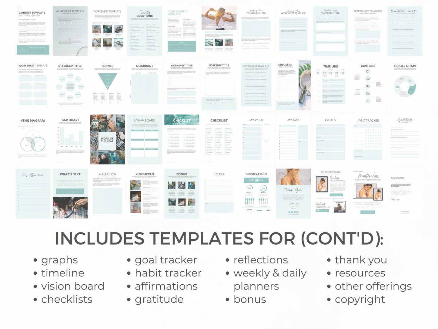 Teal Course eBook Template Canva for Content Creator | Life Coach Business Wellness Holistic Spiritual Canva template | ebook PDF workbook