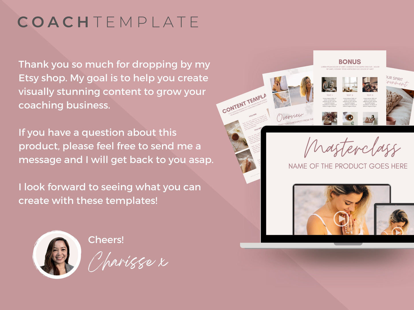Pink eBook Template Canva for Content Creator Life Coach Wellness Coaching Business | Spiritual ebook PDF Workbook template lead magnet - CoachTemplate.com 08MREW