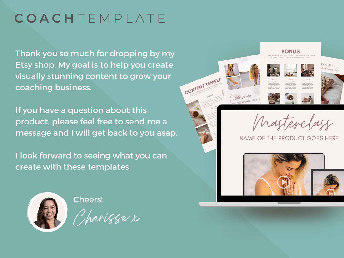 Teal Course eBook Template Canva for Content Creator | Life Coach Business Wellness Holistic Spiritual Canva template | ebook PDF workbook