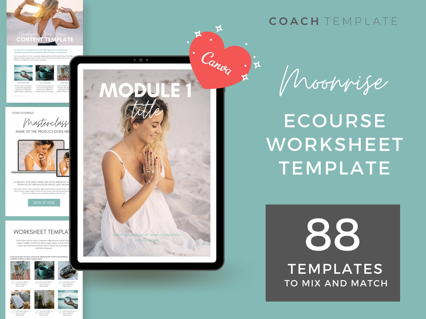 Teal Course eBook Template Canva for Content Creator | Life Coach Business Wellness Holistic Spiritual Canva template | ebook PDF workbook