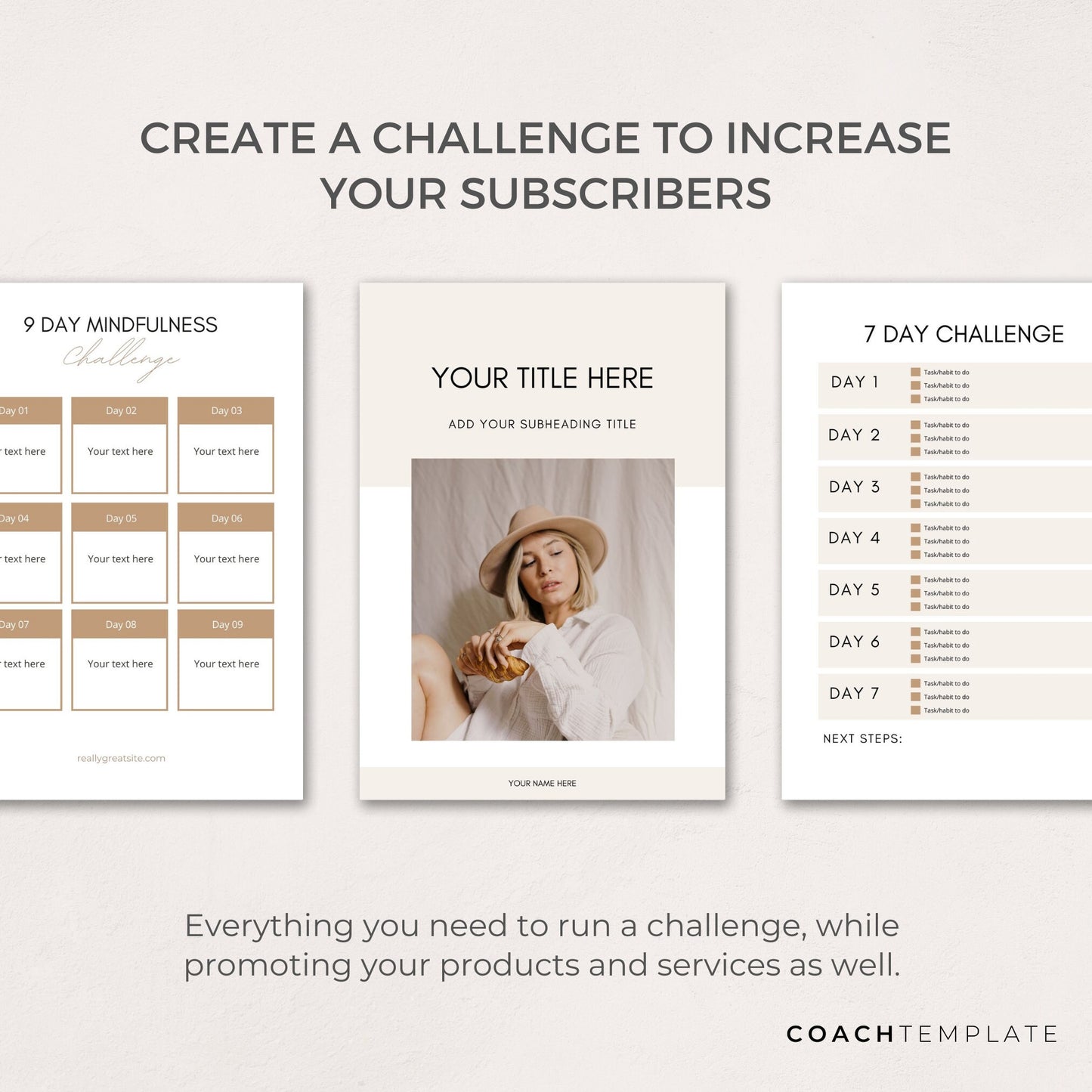 Challenge Worksheet Canva Template | Commercial Use Workbook Lead Magnet for Life Wellness Coach Spiritual business course content creator - CoachTemplate.com 30CTCW
Canva templates to help you create a challenge for your coaching business.