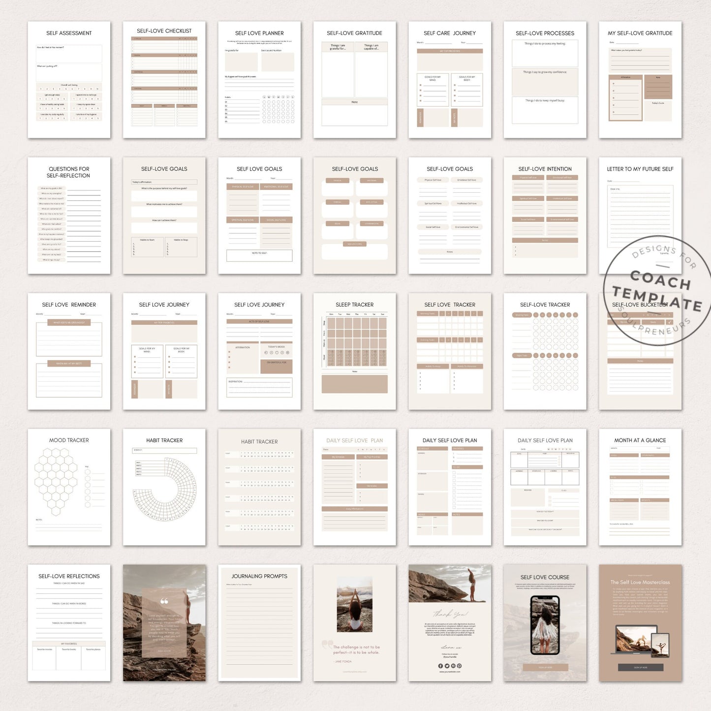 Self Love Challenge Planner Journal Canva Template - CoachTemplate.com CT034
Editable Self Love Challenge Planner Journal Canva Template | Workbook Lead Magnet Life Coaching business wellness blogger | Commercial Use