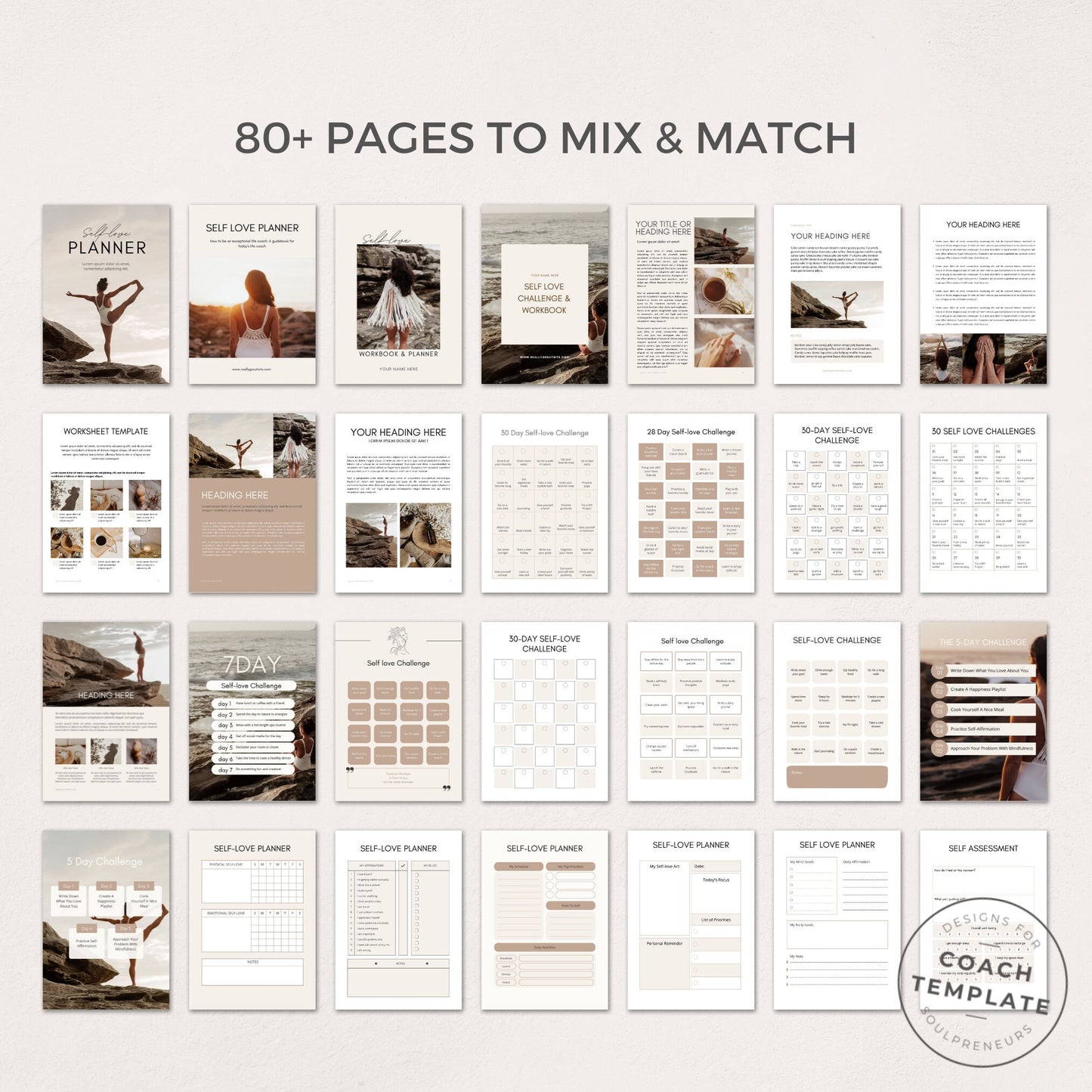 Self Love Challenge Planner Journal Canva Template - CoachTemplate.com CT034
Editable Self Love Challenge Planner Journal Canva Template | Workbook Lead Magnet Life Coaching business wellness blogger | Commercial Use