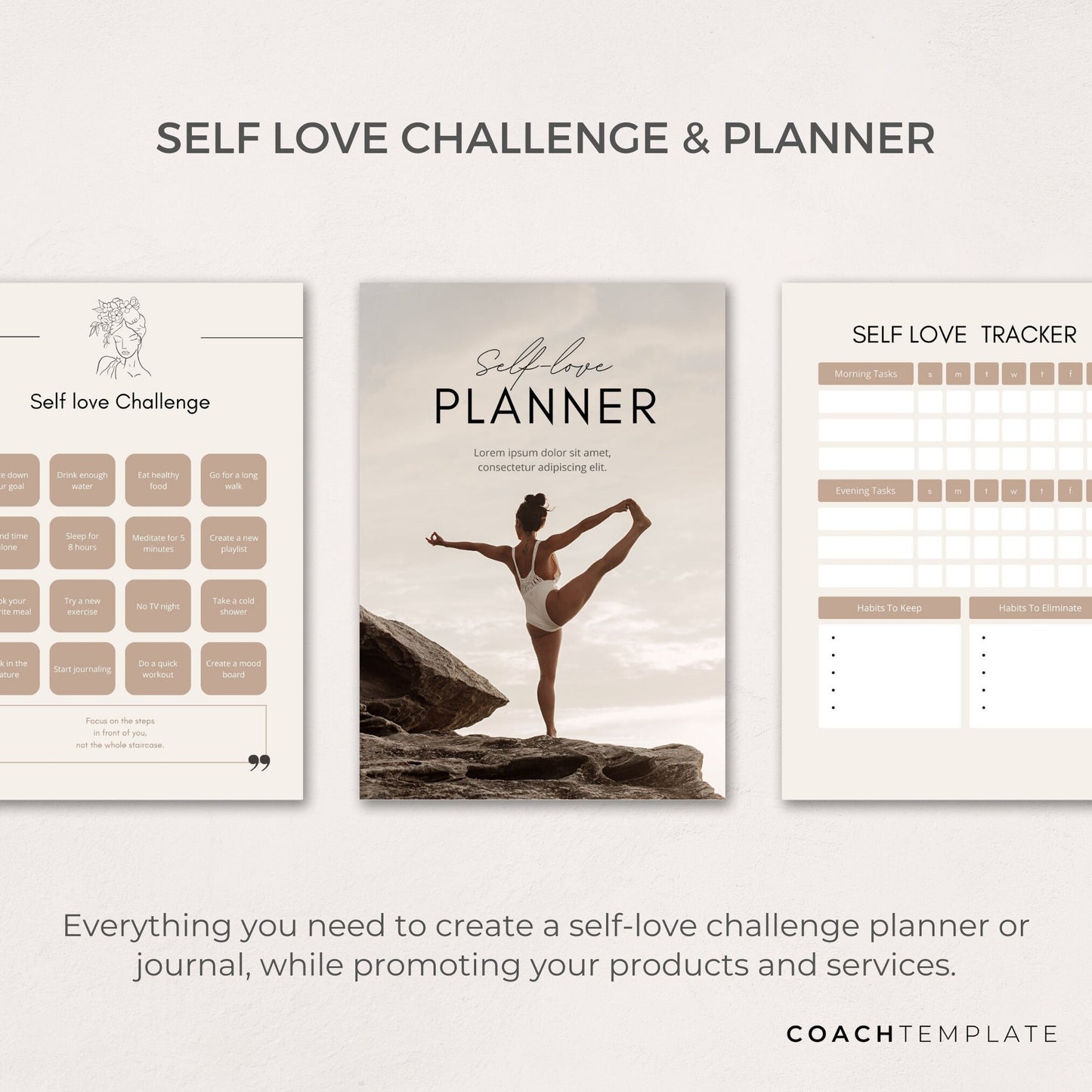 Self Love Challenge Planner Journal Canva Template - CoachTemplate.com CT034
Editable Self Love Challenge Planner Journal Canva Template | Workbook Lead Magnet Life Coaching business wellness blogger | Commercial Use