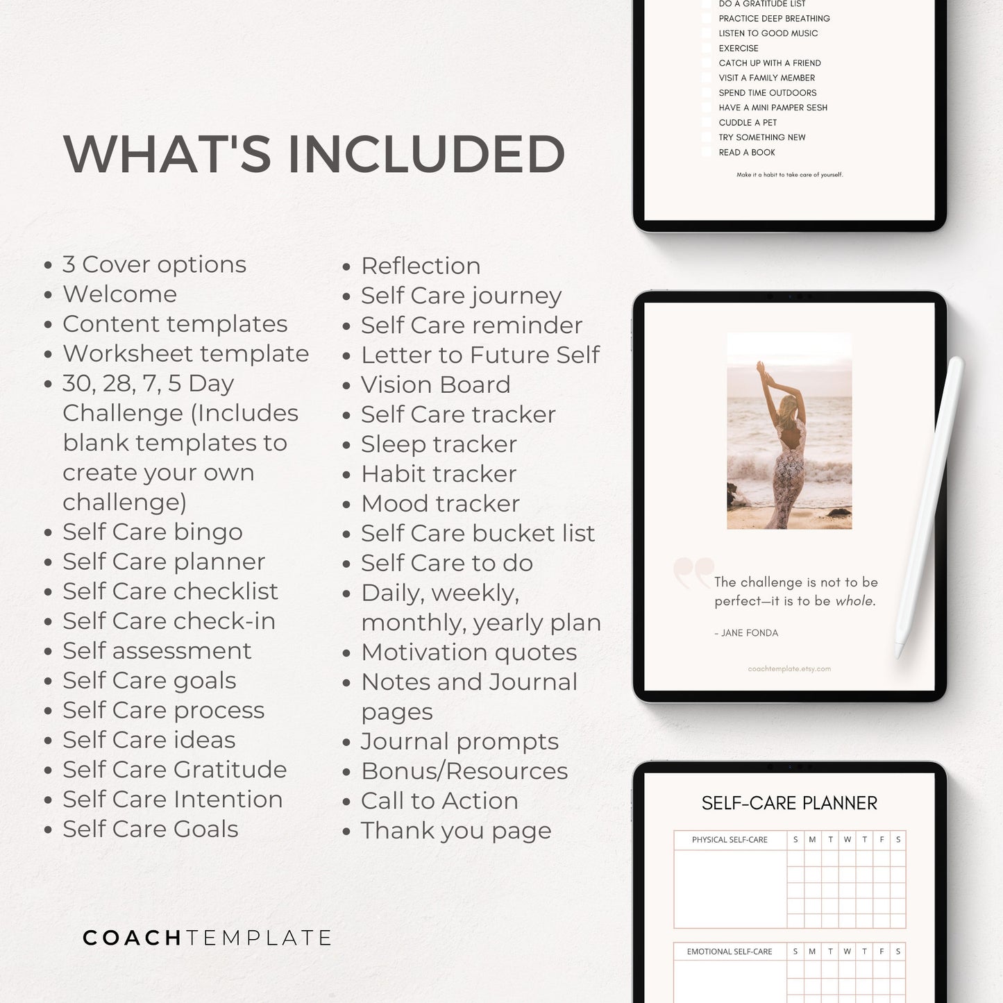 Editable Self Care Challenge Planner Journal Canva Template | Workbook Lead Magnet for Life Coach Wellness Blogger Business | Commercial Use
Self Care Challenge Planner Journal Canva Template CT036 - CoachTemplate.etsy.com