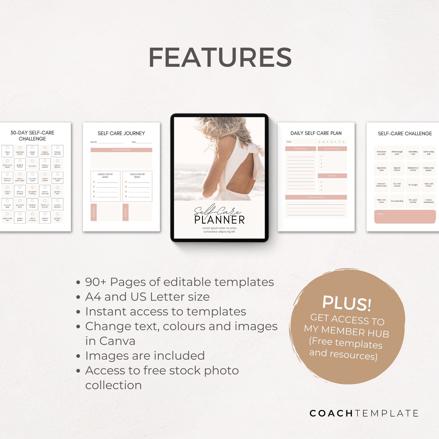 Editable Self Care Challenge Planner Journal Canva Template | Workbook Lead Magnet for Life Coach Wellness Blogger Business | Commercial Use
Self Care Challenge Planner Journal Canva Template CT036 - CoachTemplate.etsy.com