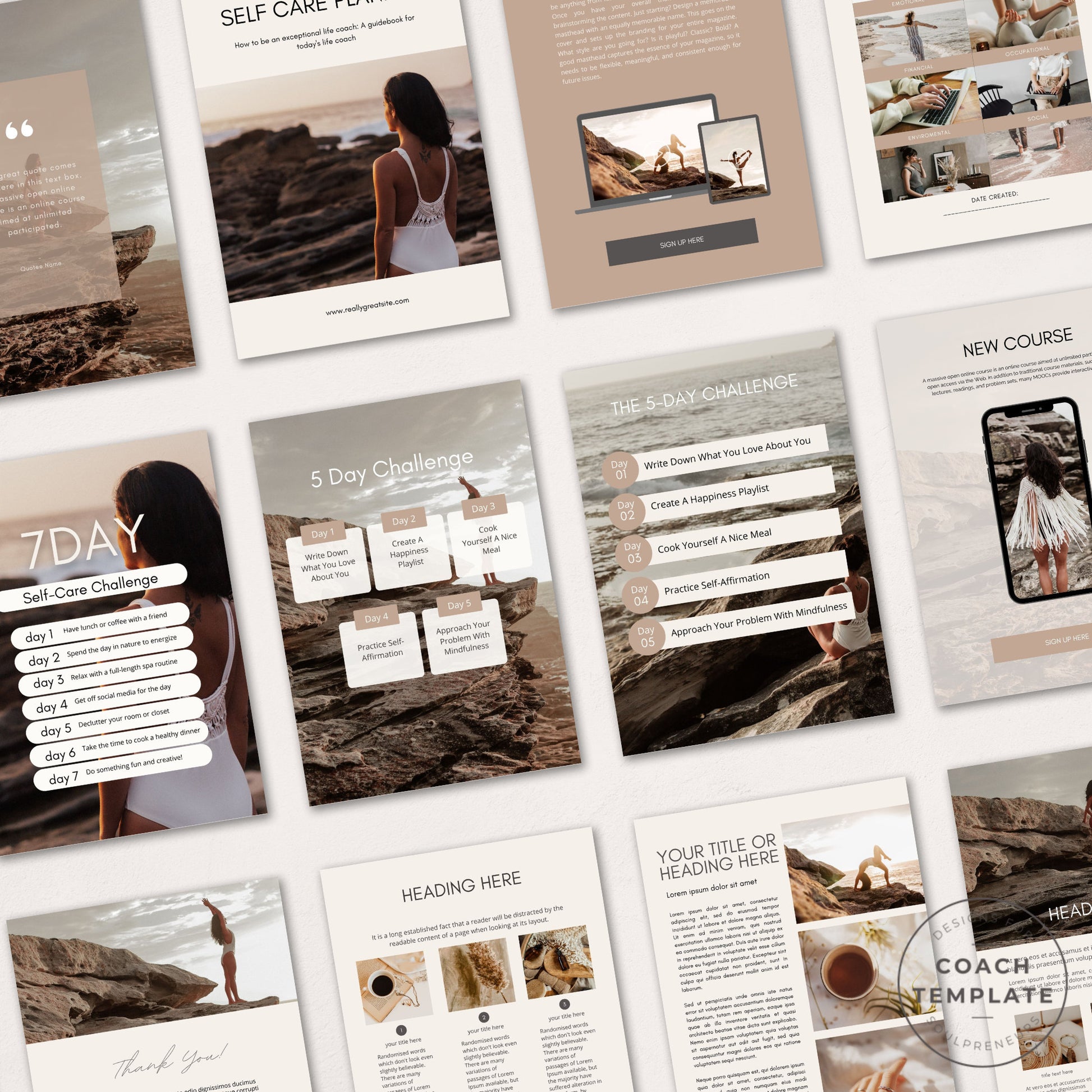 Self Care Challenge Planner Journal Canva Template - CoachTemplate.com 32CTSC
Editable Self Care Challenge Planner Journal Canva Template | Commercial Use Workbook Lead Magnet Coach Spiritual business content creator