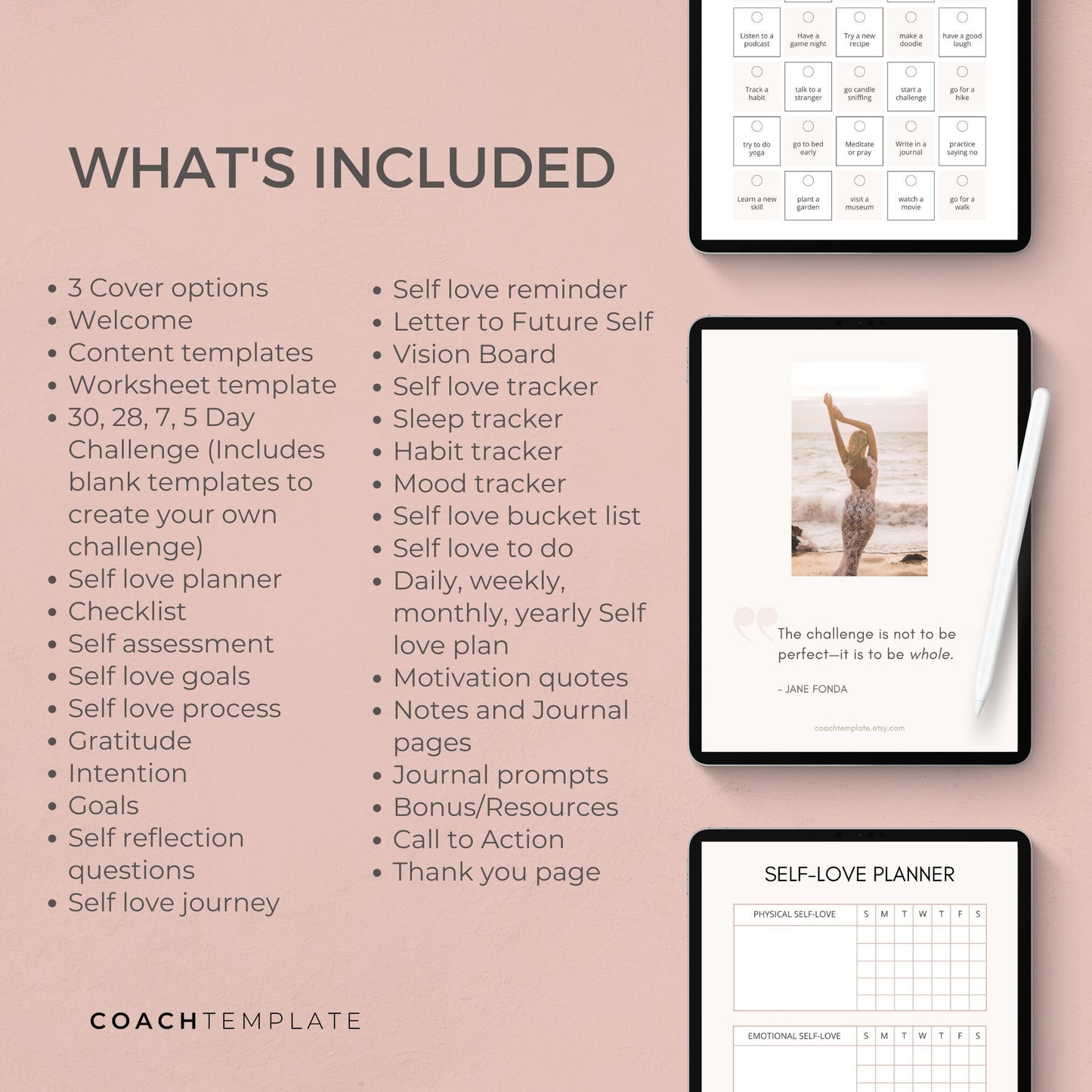 Self Love Challenge Planner Journal Editable Canva Template | wellness blogger Life Coaching business | Commercial Use Workbook Lead Magnet
Self Love Challenge Planner Journal Canva Template CT035 - CoachTemplate.etsy.com