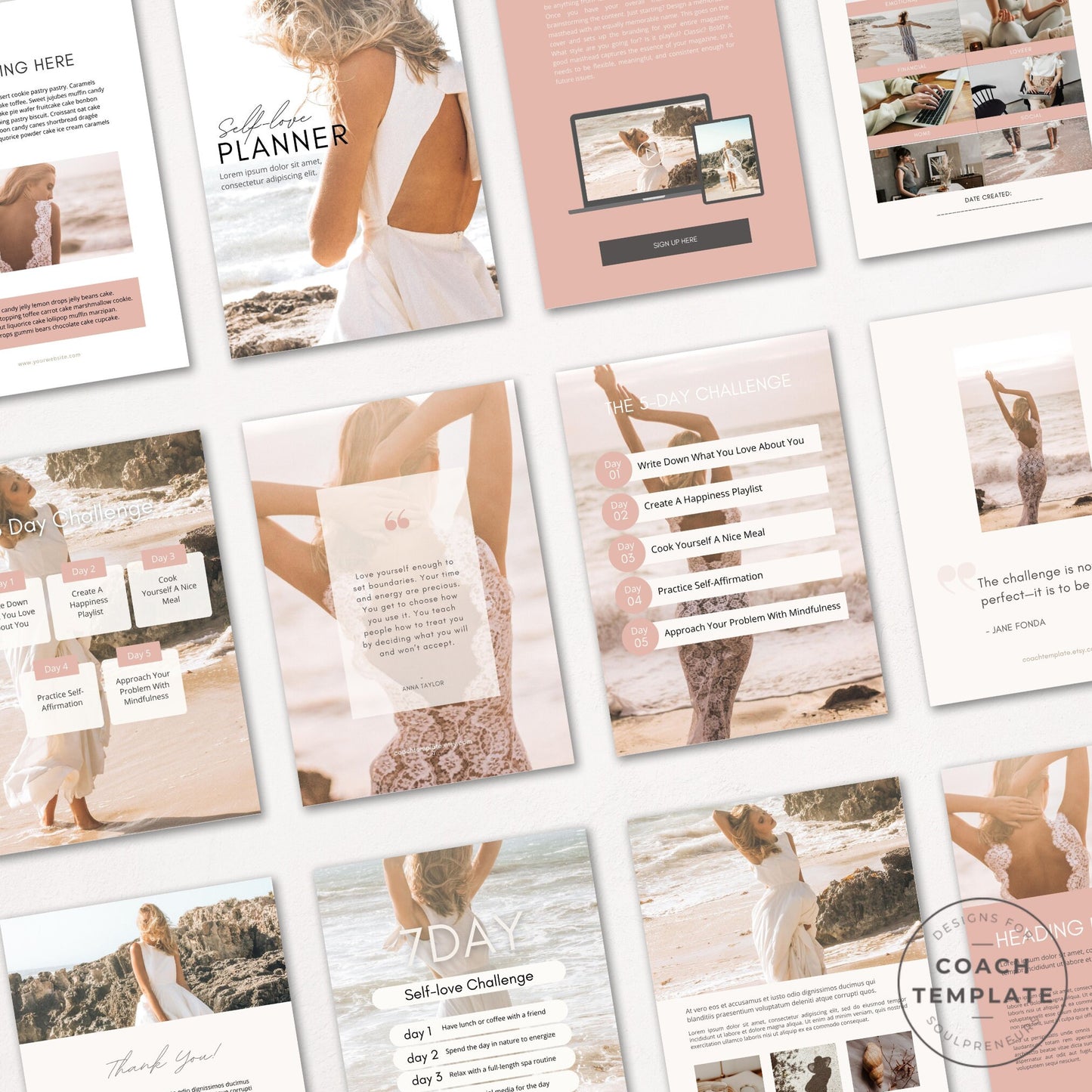 Self Love Challenge Planner Journal Editable Canva Template | wellness blogger Life Coaching business | Commercial Use Workbook Lead Magnet
Self Love Challenge Planner Journal Canva Template CT035 - CoachTemplate.etsy.com