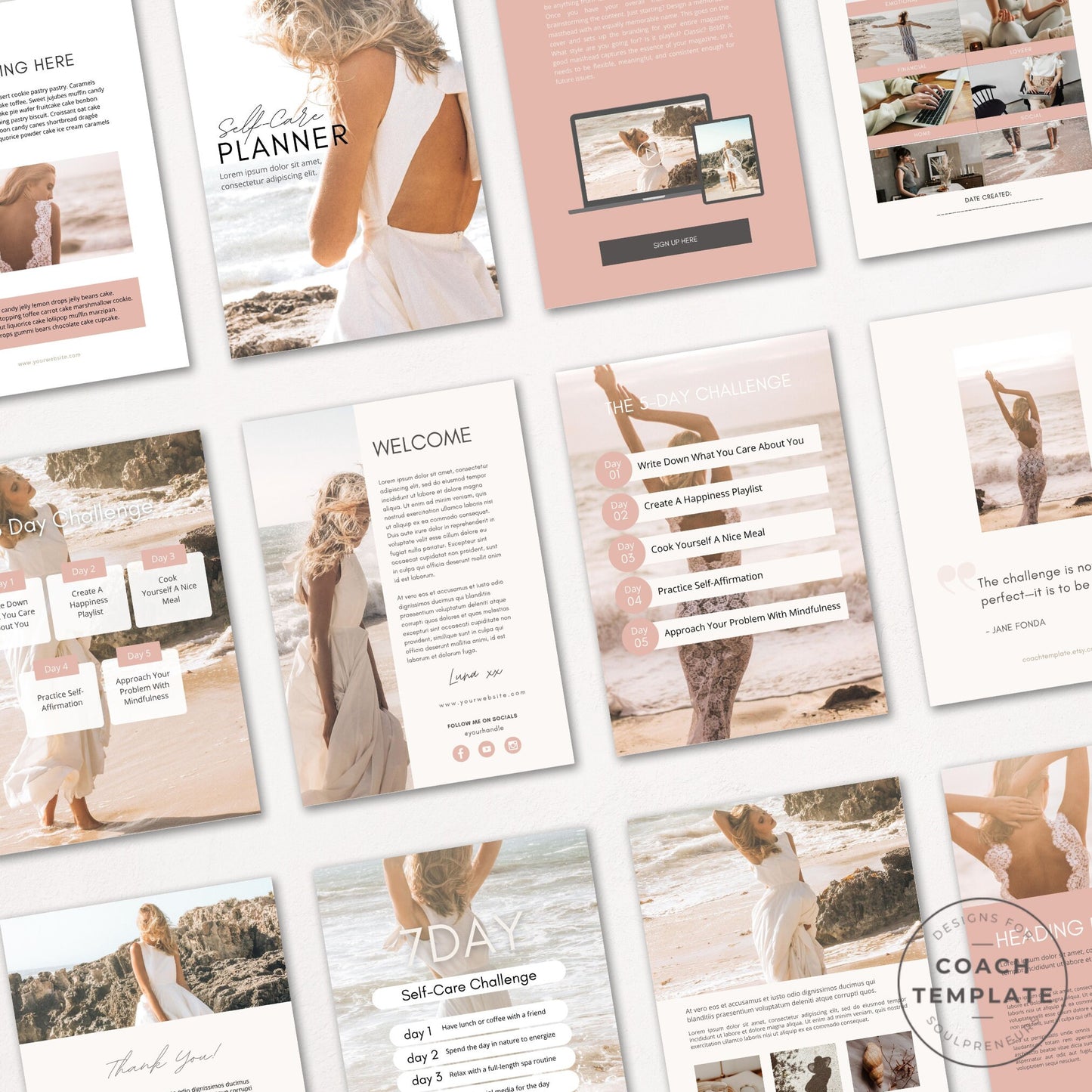 Editable Self Care Challenge Planner Journal Canva Template | Workbook Lead Magnet for Life Coach Wellness Blogger Business | Commercial Use
Self Care Challenge Planner Journal Canva Template CT036 - CoachTemplate.etsy.com