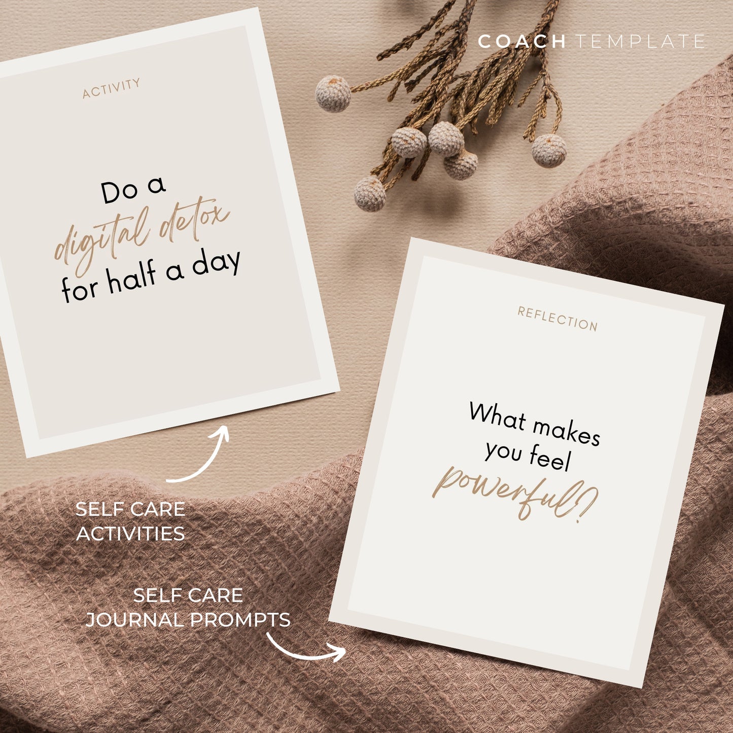 Editable Self Care Card Deck Canva Template | Affirmations Quotes Activities Journal Prompts | Wellness Life Coach Business | Commercial Use CT037
This 50 card template is what you need to quickly and easily create your self-care card deck.