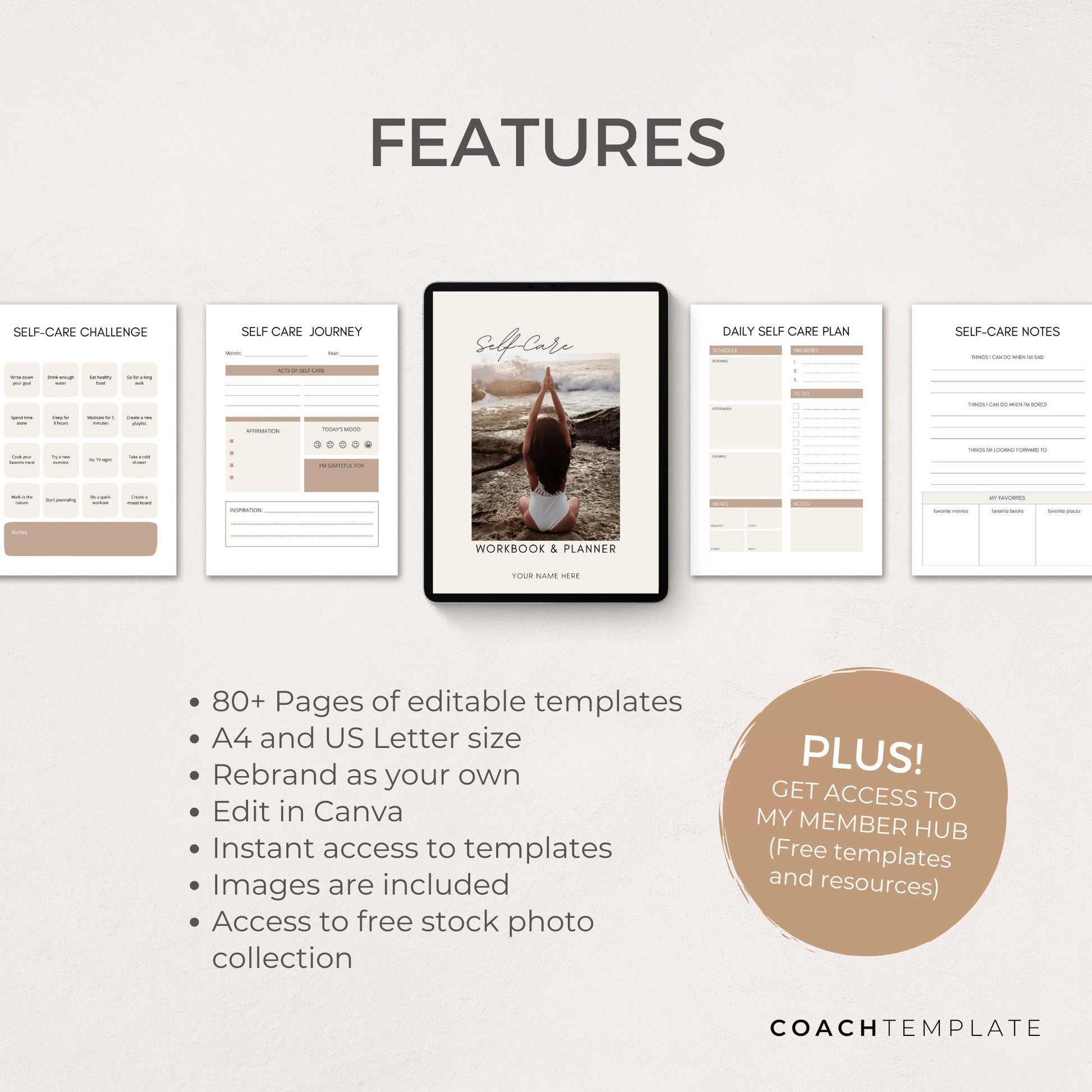 Self Care Challenge Planner Journal Canva Template - CoachTemplate.com 32CTSC
Editable Self Care Challenge Planner Journal Canva Template | Commercial Use Workbook Lead Magnet Coach Spiritual business content creator