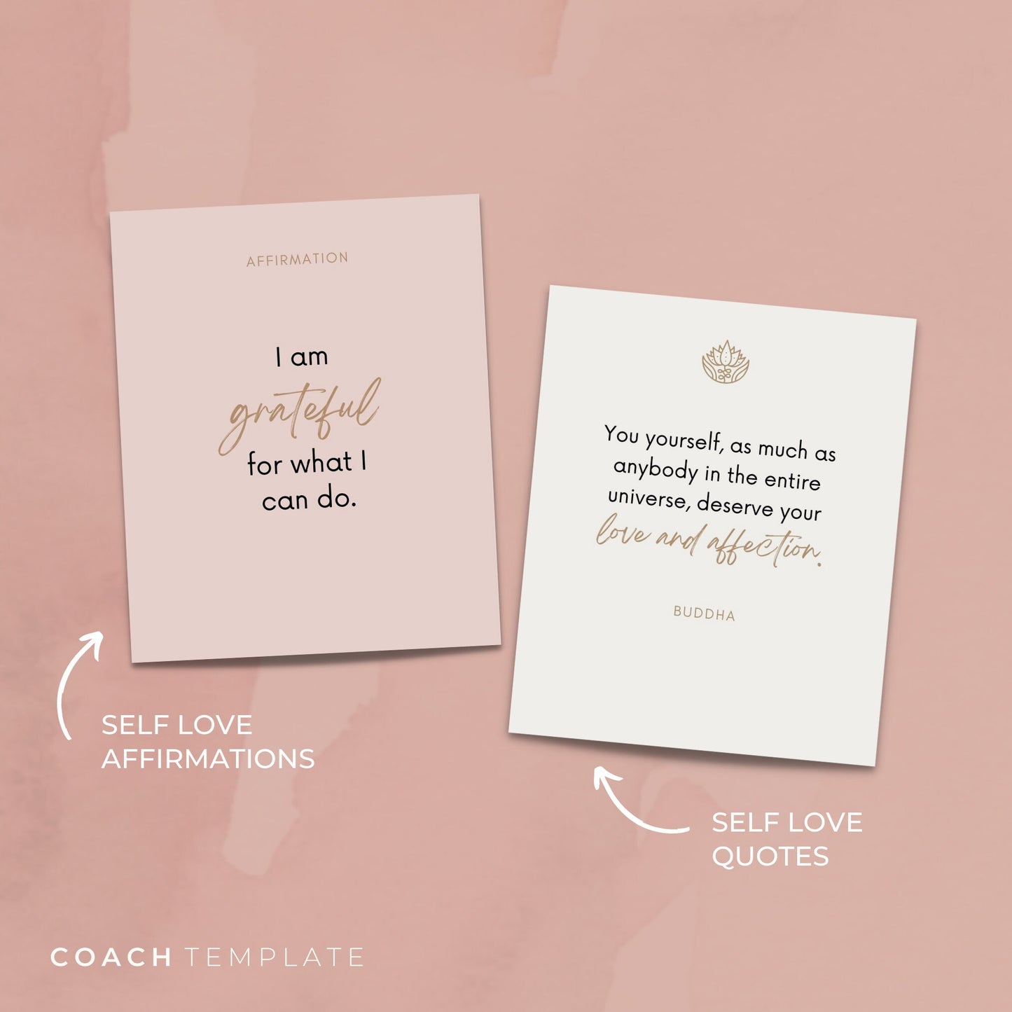 Self Love Card Deck Editable Canva Template | Journal Prompts Affirmations Quotes Activities | Wellness Life Coach Business | Commercial Use