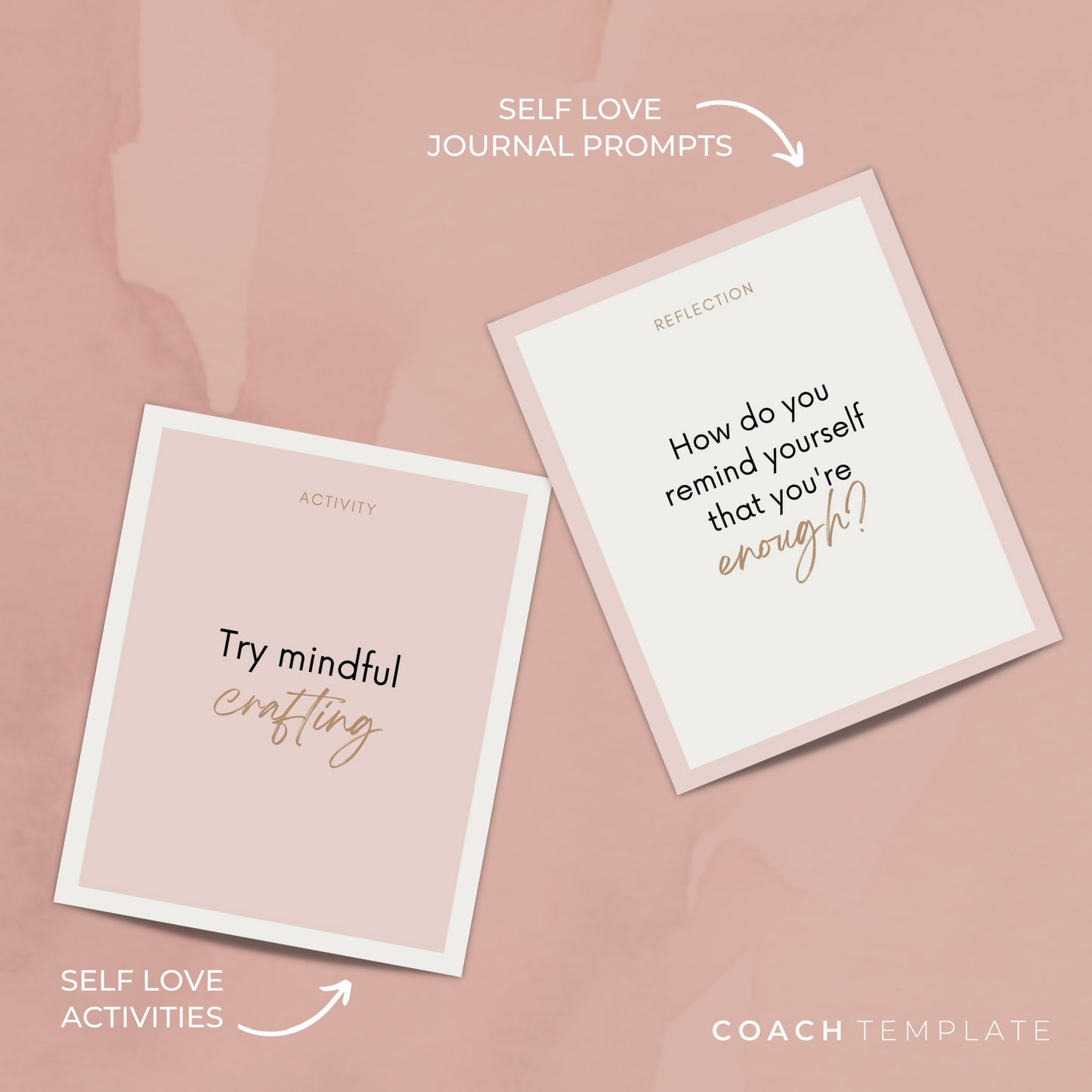 Self Love Card Deck Editable Canva Template | Journal Prompts Affirmations Quotes Activities | Wellness Life Coach Business | Commercial Use