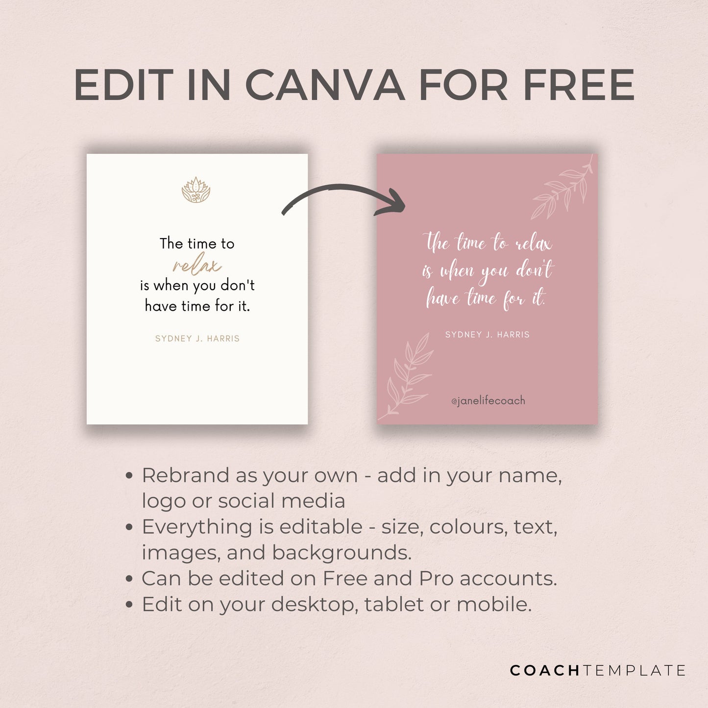 Self Love Card Deck Editable Canva Template | Journal Prompts Affirmations Quotes Activities | Wellness Life Coach Business | Commercial Use