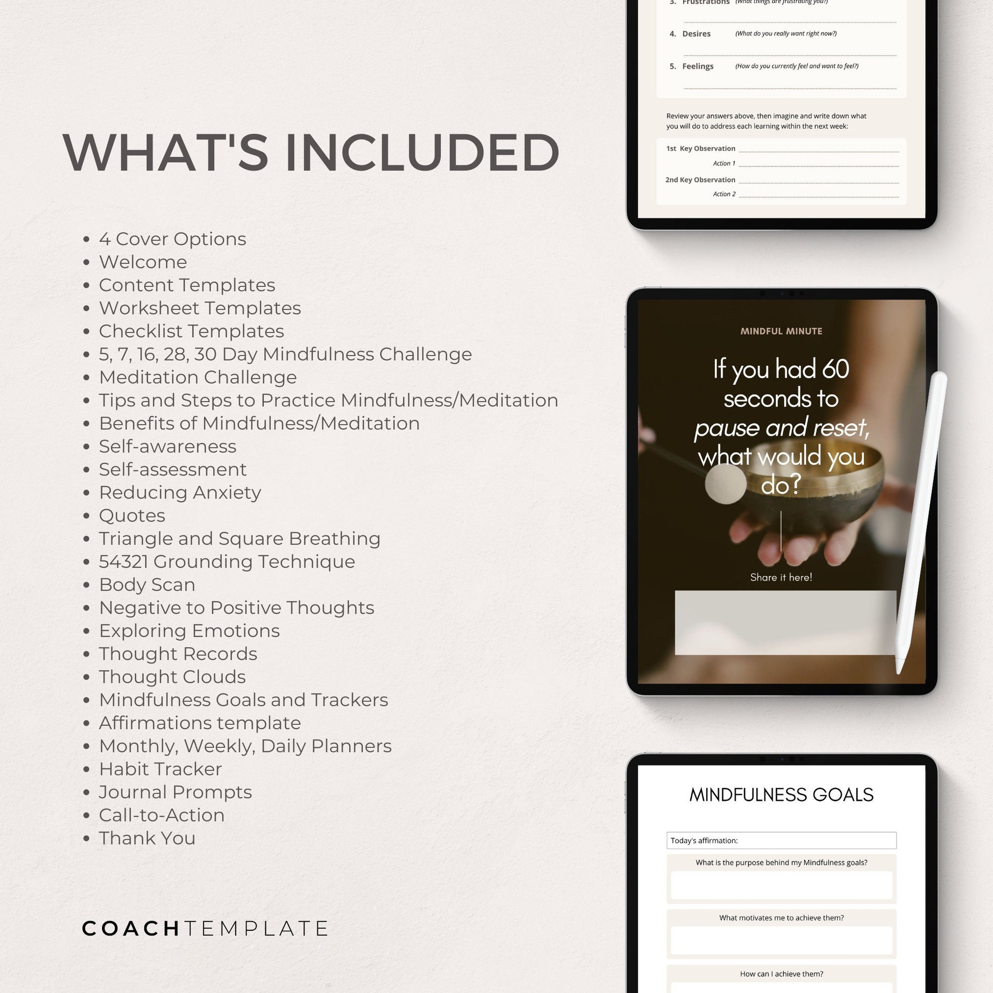 Editable Mindfulness Challenge Planner Journal Canva Template | Commercial Use Workbook Lead Magnet Coach Spiritual business content creator

Mindfulness Challenge Planner Journal Workbook Canva Template - CoachTemplate.com CT042