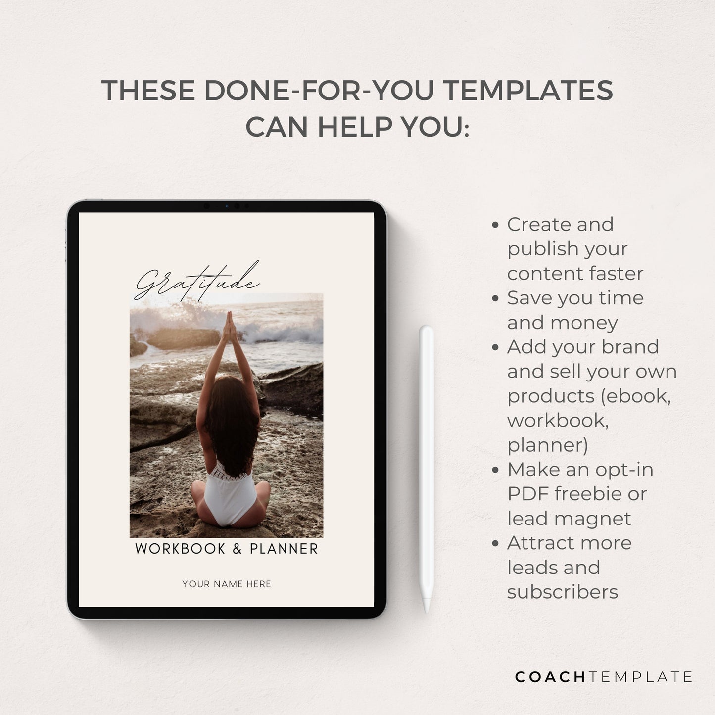 Gratitude Challenge Planner Workbook Journal Editable Canva Template | Life Wellness Spiritual Coach Business Content Creator Commercial Use
CT046 CoachTemplate.com