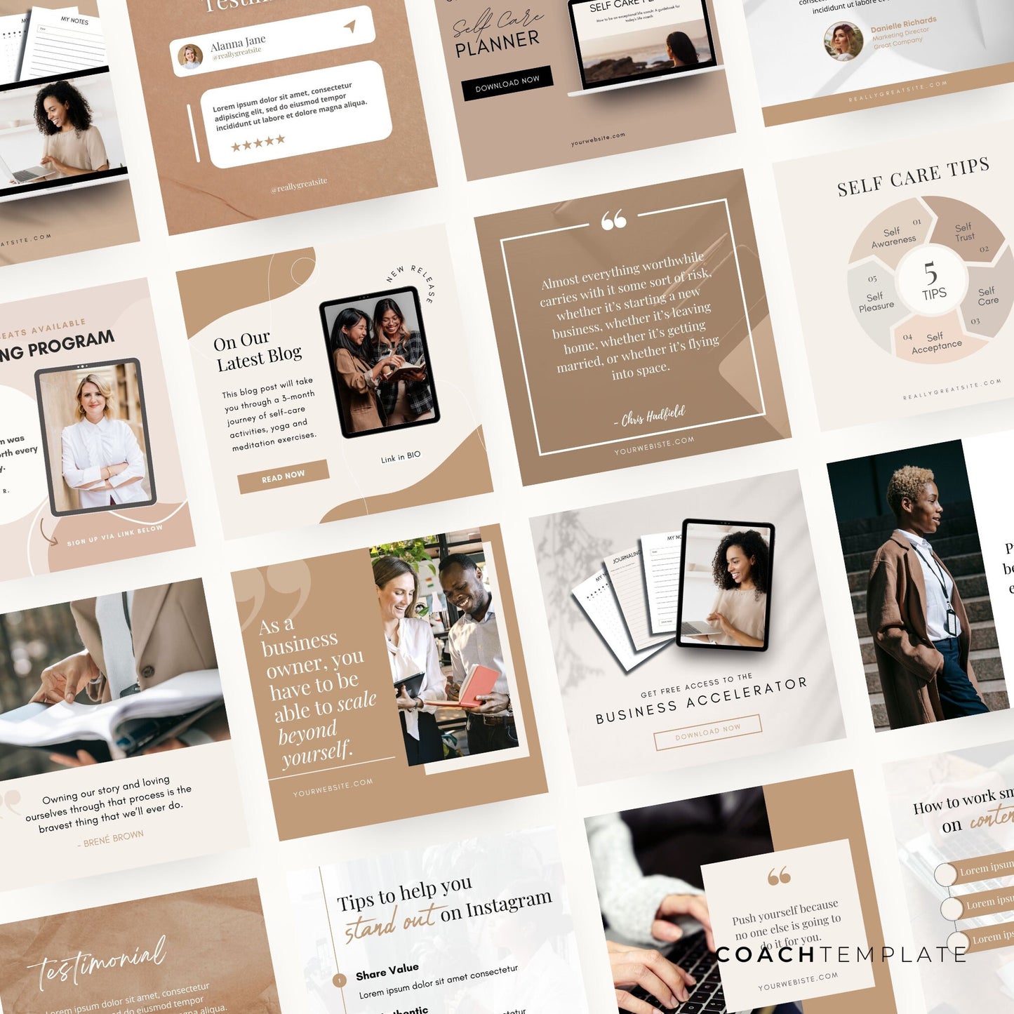 Editable Social Media Posts for Coaches | Canva Template for Life Wellness Business Spiritual Coach Blogger | Testimonials Motivation Quotes Promotional Posts
CT053 CoachTemplate.com