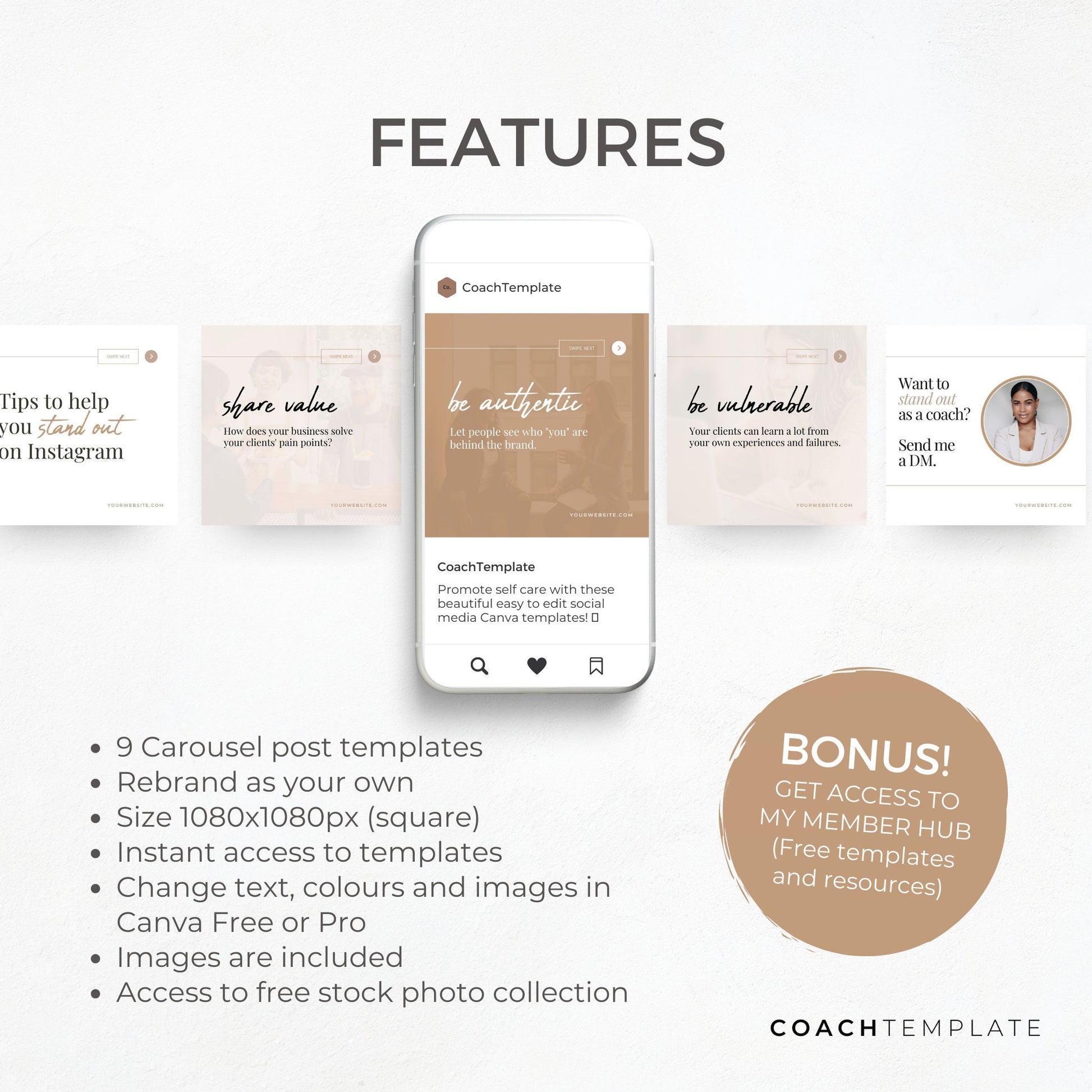 Editable Carousel Instagram Facebook LinkedIn Post Canva Template | Social Media for Life Coaches Corporate Businesses Blogger Influencer