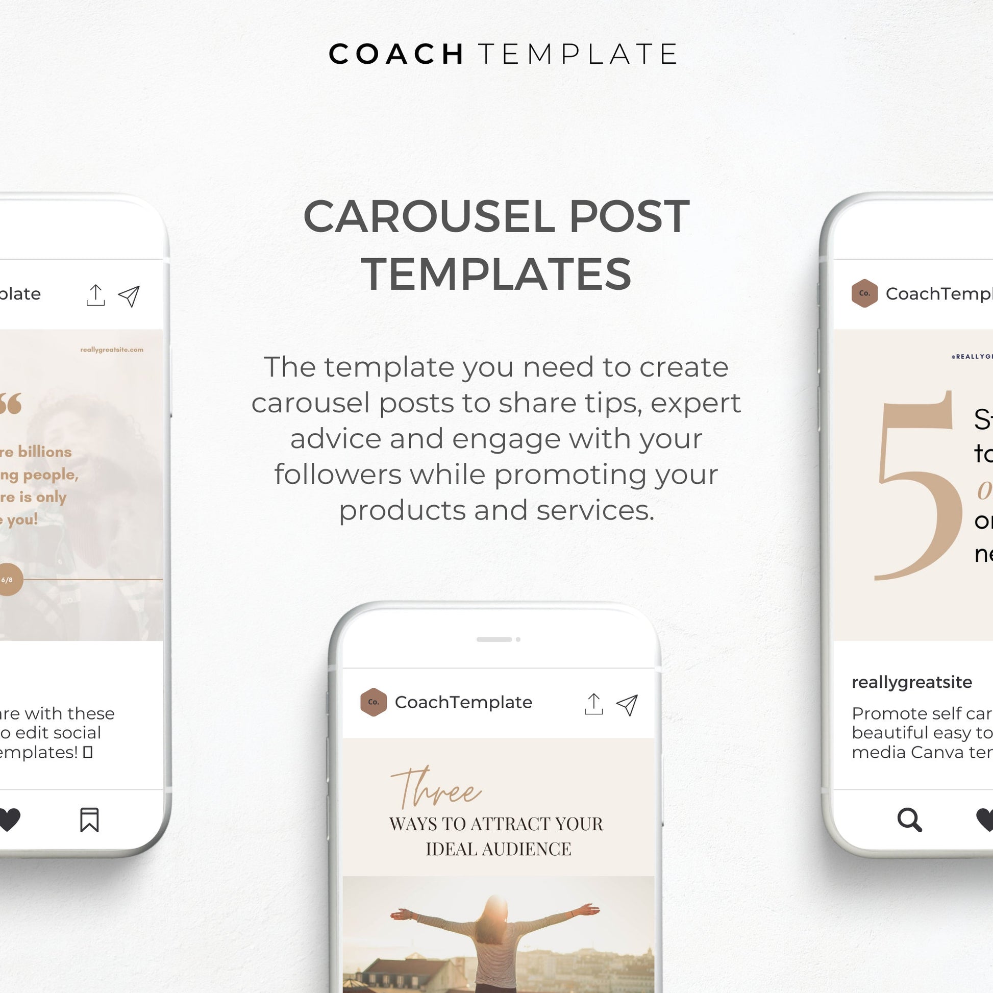 Editable Carousel Instagram Facebook LinkedIn Post Canva Template | Social Media for Life Coaches Corporate Businesses Blogger Influencer
