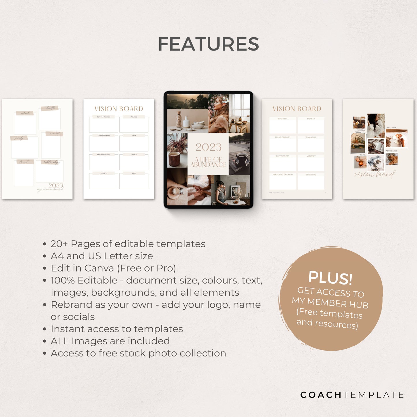 Create a Vision Board eBook Workbook Template Canva with Done-for-You Content | Manifesting Mindset Life Coach Small Business Commercial Use
CoachTemplate.com CT058