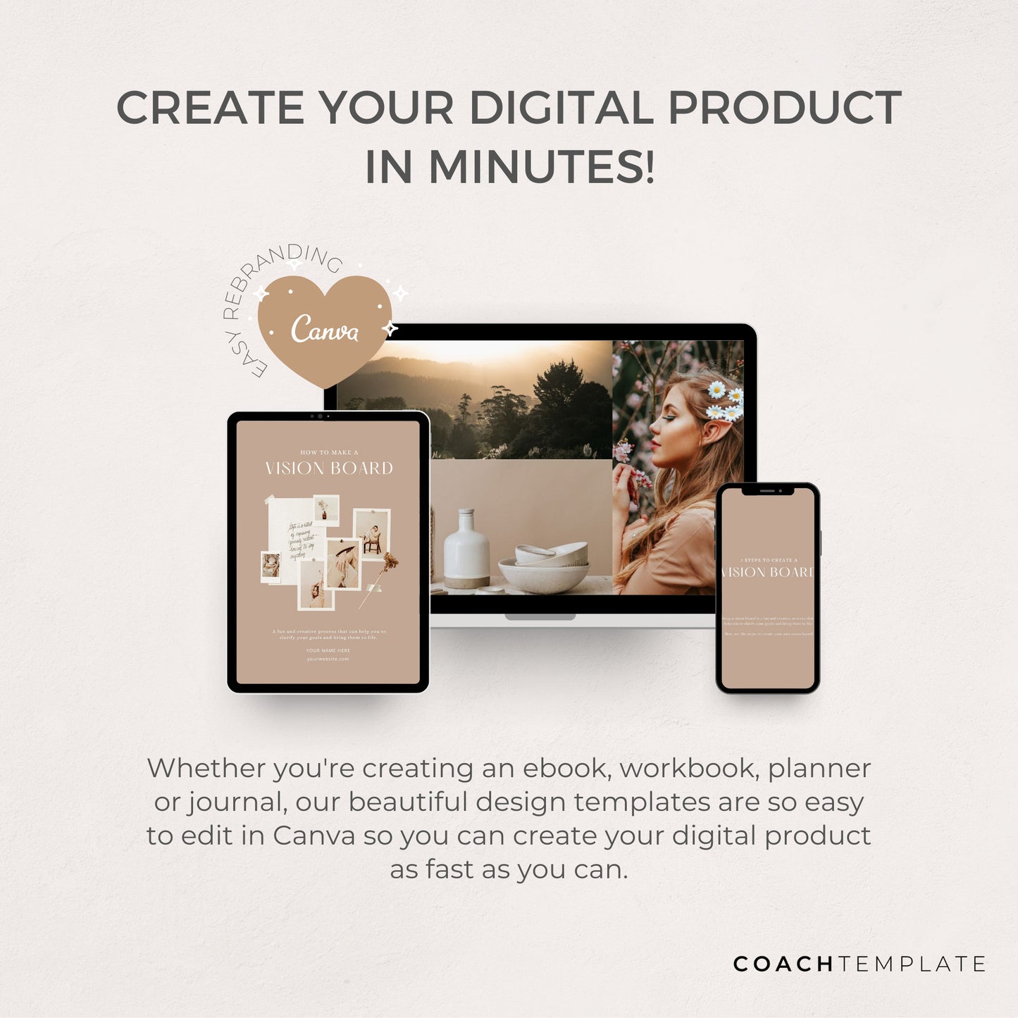 Create a Vision Board eBook Workbook Template Canva with Done-for-You Content | Manifesting Mindset Life Coach Small Business Commercial Use
CoachTemplate.com CT058