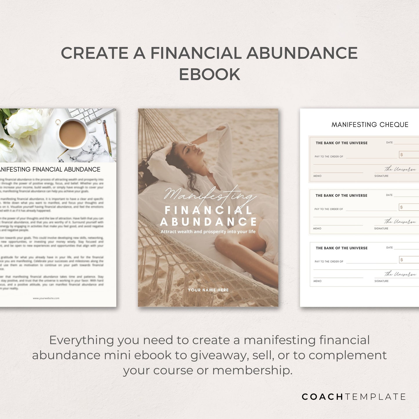 Money Manifesting eBook Canva Template, Financial Abundance Manifestation, Mindset Life Spiritual Wellness Coach or Small Business, Lead Magnet, Commercial Use, Law of Attraction, Done-for-you content with Cheque Template
CoachTemplate.com CT056