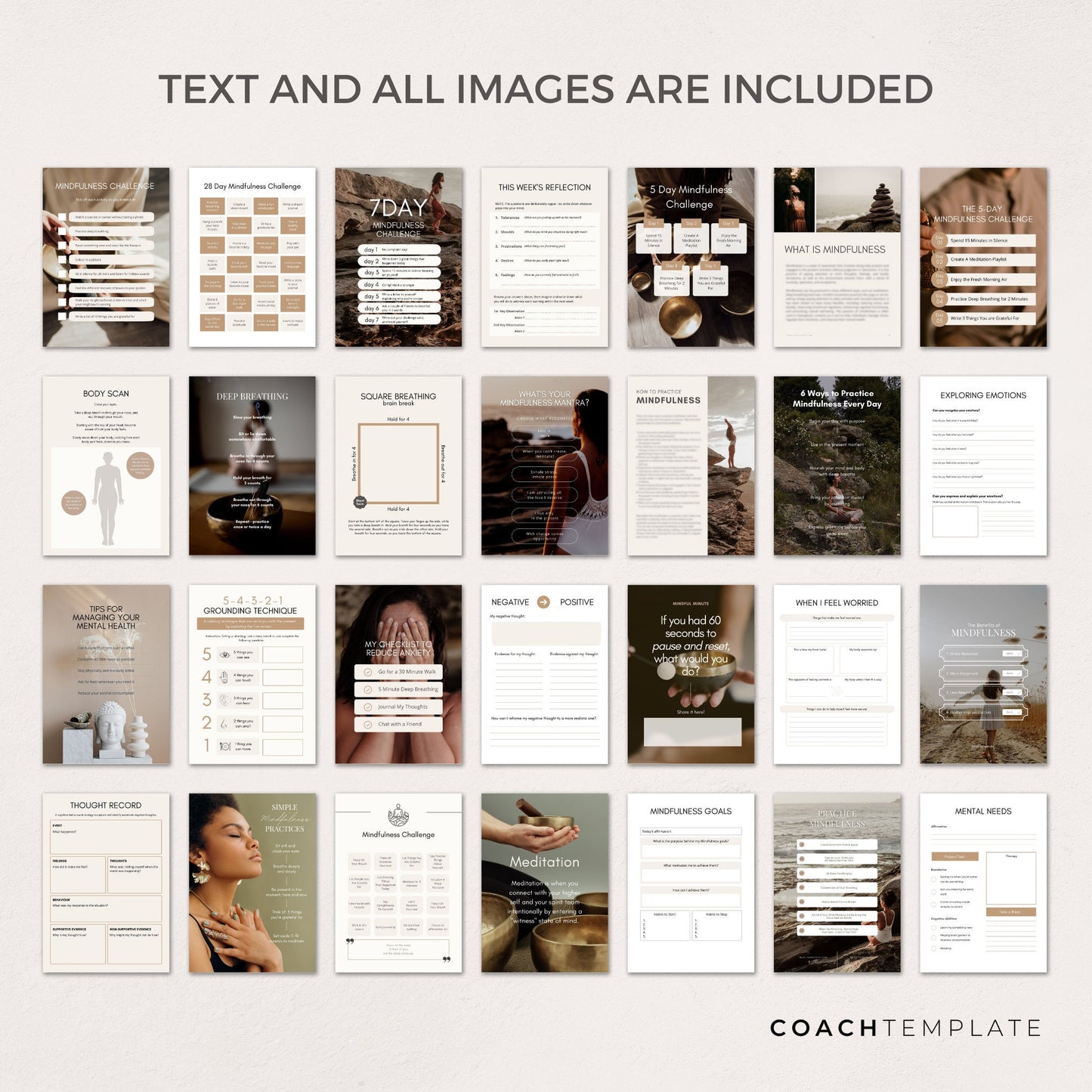 Mindfulness eBook Workbook Coaching Template | Canva Template | For Mental Health Coach, Coaching Business | Lead Magnet Commercial Use CoachTemplate.com CT042c