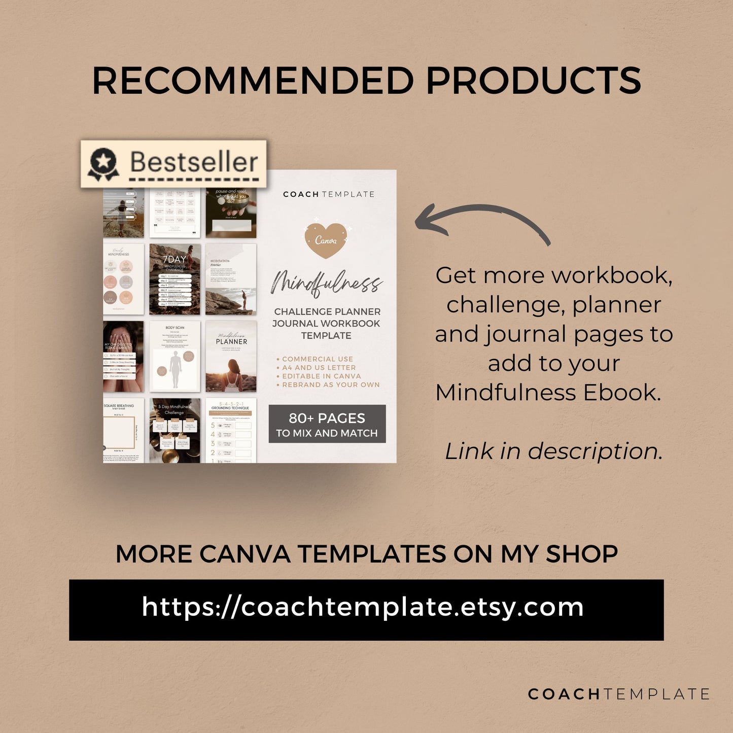 Mindfulness for Women Ebook Template Canva, Meditation Journal Mindfulness Template, Mental Health Wellness Coaching Template Lead Magnet, 100% Done for You. Includes content and images. CoachTemplate.com - CT064
