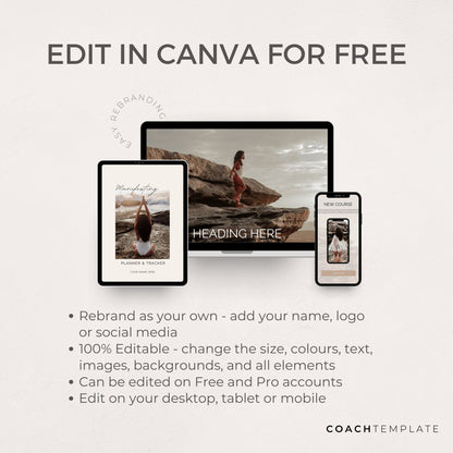 Editable Manifesting ebook Planner Workbook Journal Canva Template | Commercial Use Manifestation Lead Magnet for life, wellness spiritual coach, blogger small business, or content creator. CT039

CoachTemplate.com