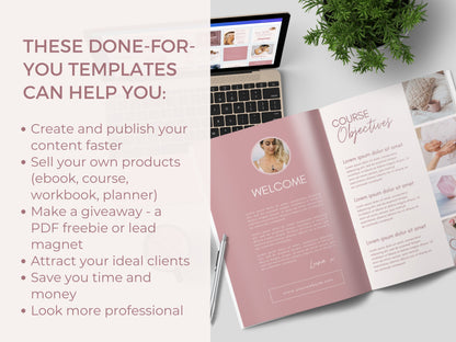 Pink eBook Template Canva for Content Creator Life Coach Wellness Coaching Business  | Spiritual ebook PDF Workbook template lead magnet - CoachTemplate.com 08MREW