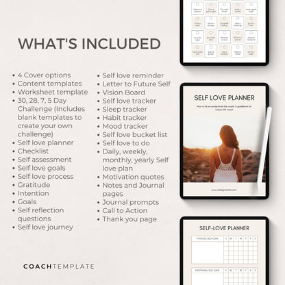 Self Love Challenge Planner Journal Canva Template - CoachTemplate.com CT034

Editable Self Love Challenge Planner Journal Canva Template | Workbook Lead Magnet Life Coaching business wellness blogger | Commercial Use