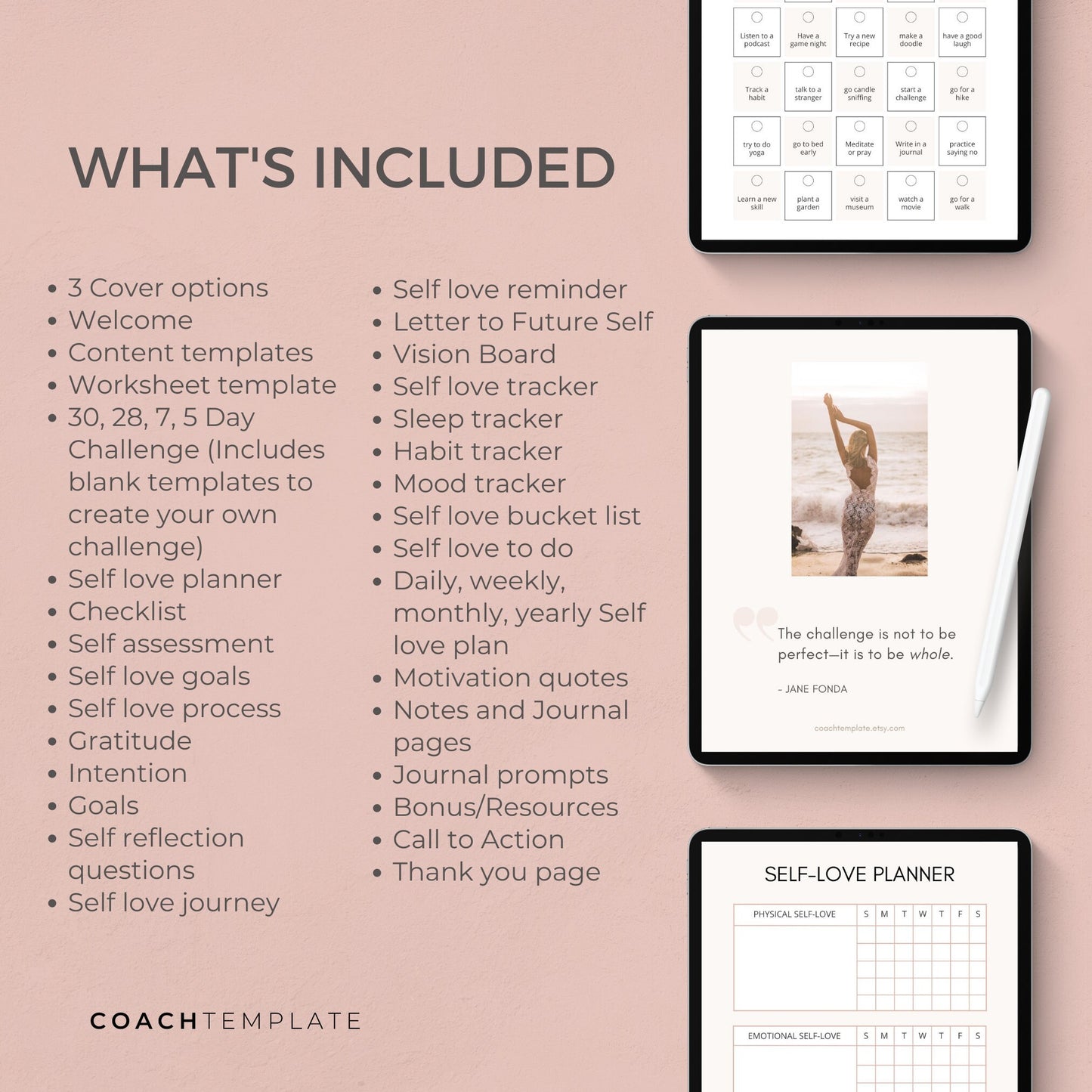 Self Love Challenge Planner Journal Editable Canva Template | wellness blogger Life Coaching business | Commercial Use Workbook Lead Magnet

Self Love Challenge Planner Journal Canva Template CT035 - CoachTemplate.etsy.com