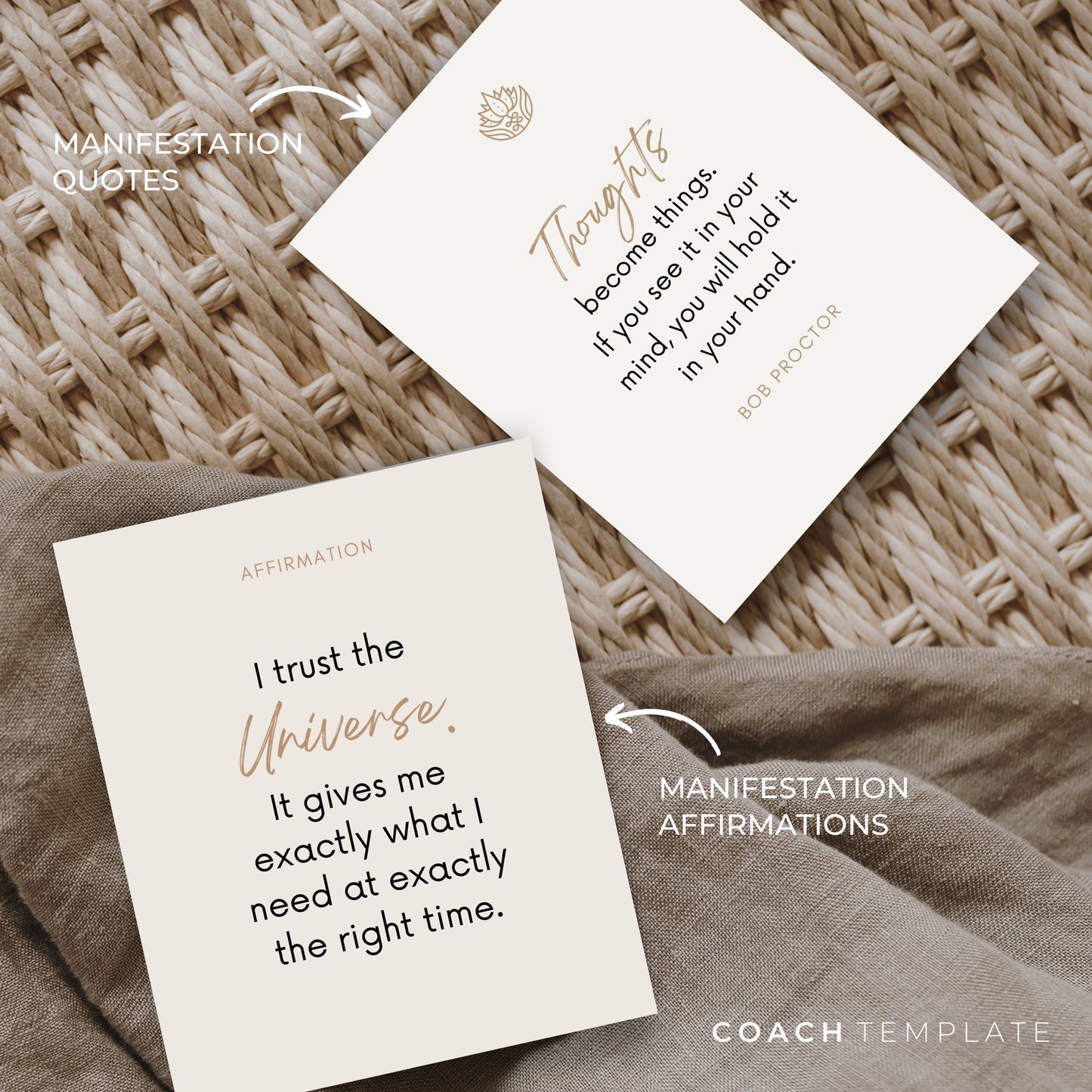 Editable Manifesting Card Deck Canva Template | Manifestation Law of Attraction Affirmation Quote Activity Journal Prompt | Commercial Use 

A 50 card template to quickly and easily create your manifesting card deck. CoachTemplate.com CT043