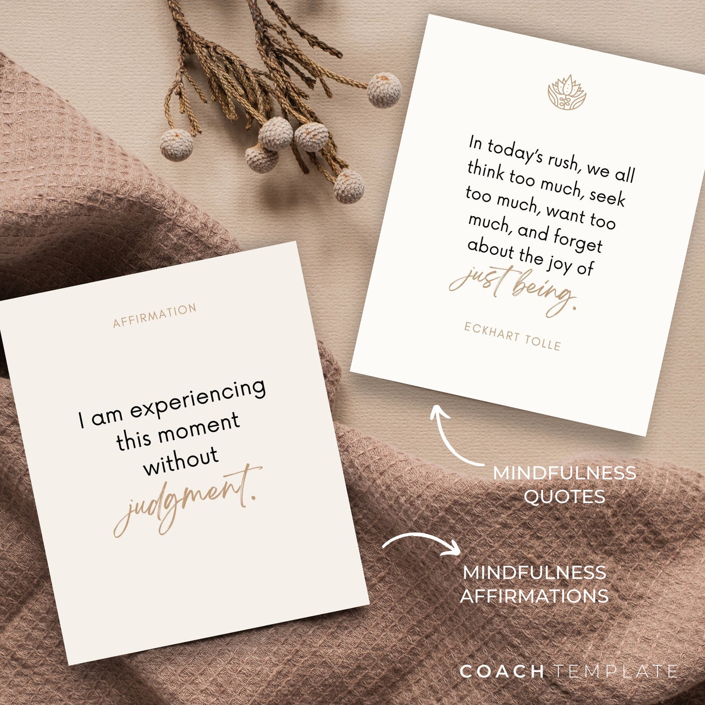 Mindfulness Card Deck Canva Template | Affirmation Quote Activity Journal Prompt | Spiritual Life Wellness Coach | Editable Commercial Use

A 50 card template to quickly and easily create your mindfulness card deck. CoachTemplate.com CT044