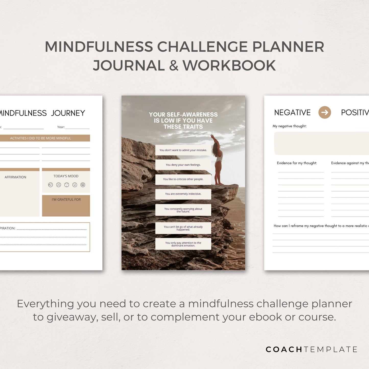 Editable Mindfulness Challenge Planner Journal Canva Template | Commercial Use Workbook Lead Magnet Coach Spiritual business content creator

Mindfulness Challenge Planner Journal Workbook Canva Template - CoachTemplate.com CT042