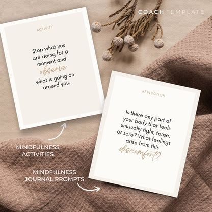 Mindfulness Card Deck Canva Template | Affirmation Quote Activity Journal Prompt | Spiritual Life Wellness Coach | Editable Commercial Use

A 50 card template to quickly and easily create your mindfulness card deck. CoachTemplate.com CT044