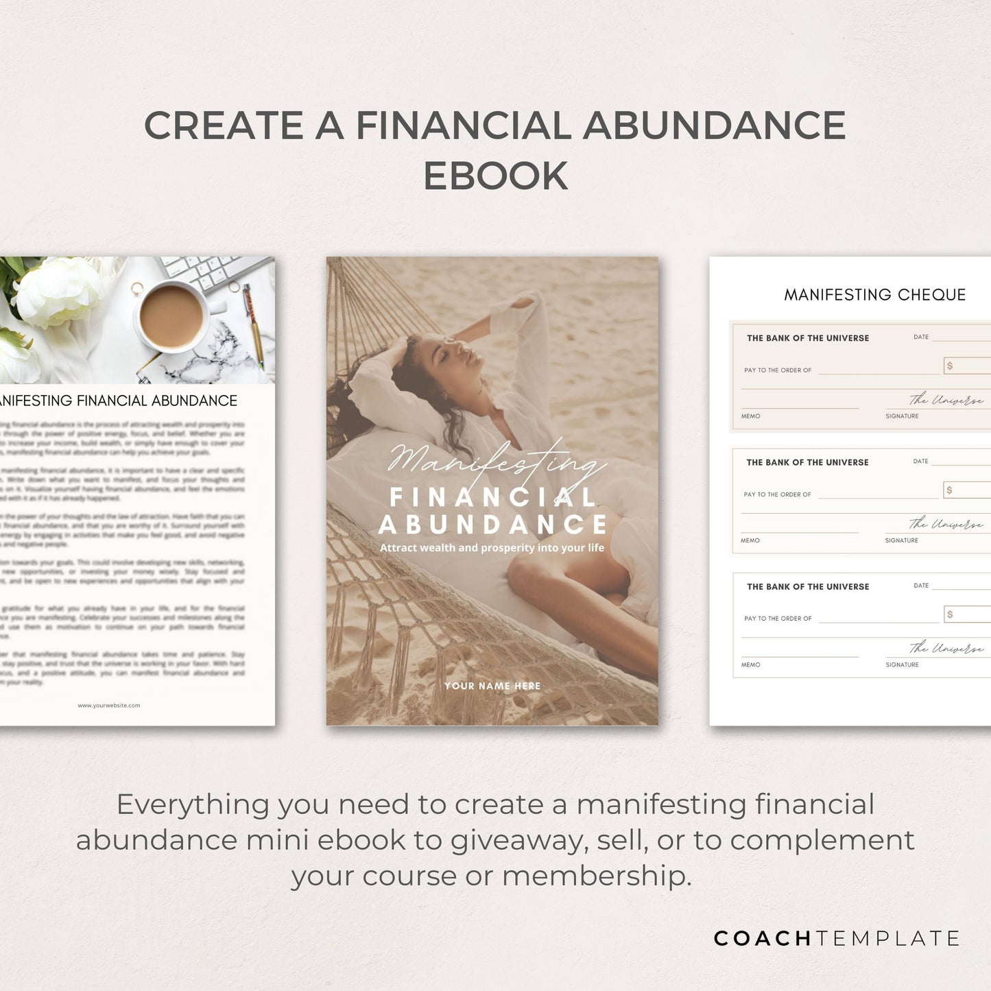 Money Manifesting eBook Canva Template, Financial Abundance Manifestation, Mindset Life Spiritual Wellness Coach or Small Business, Lead Magnet, Commercial Use, Law of Attraction, Done-for-you content with Cheque Template

CoachTemplate.com CT056