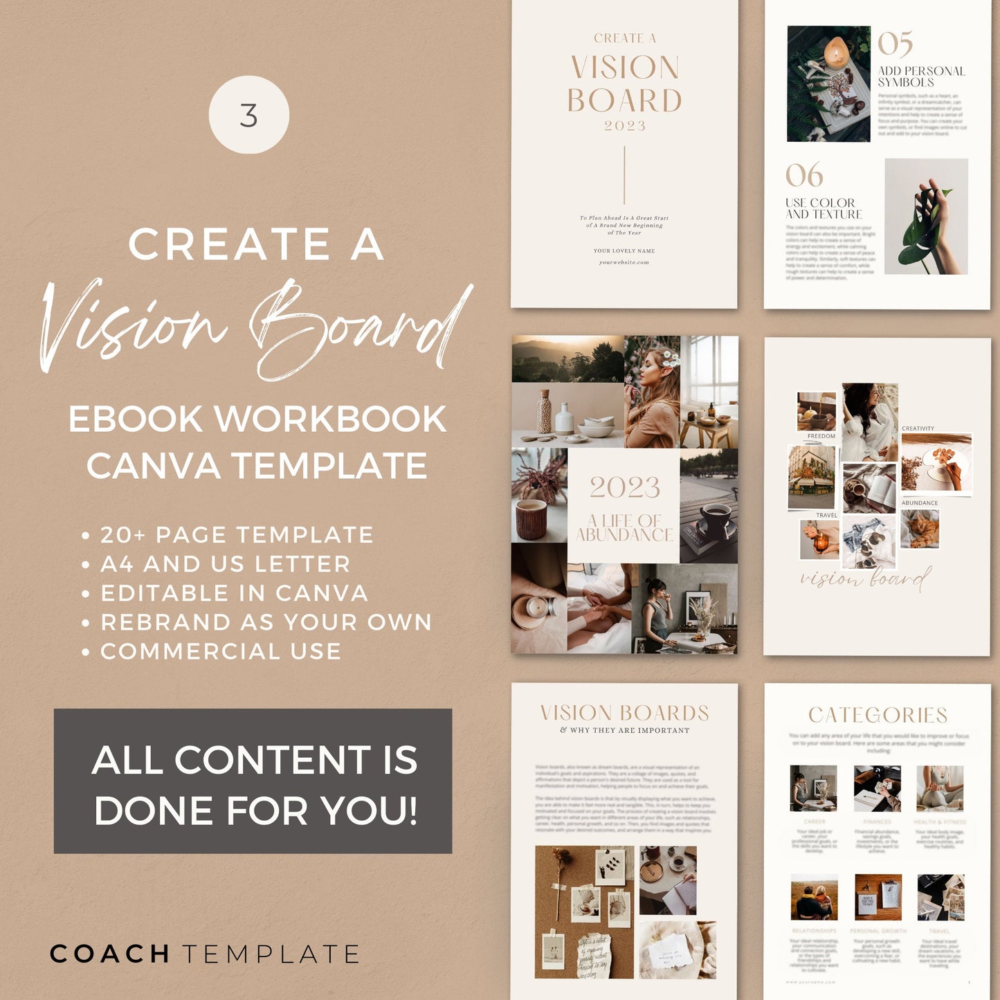 Ultimate Manifesting Canva Template Bundle | Coaching Template | For Life, Wellness, Mindset Coaching and Online Business | Commercial Use Coachtemplate.com CT061
